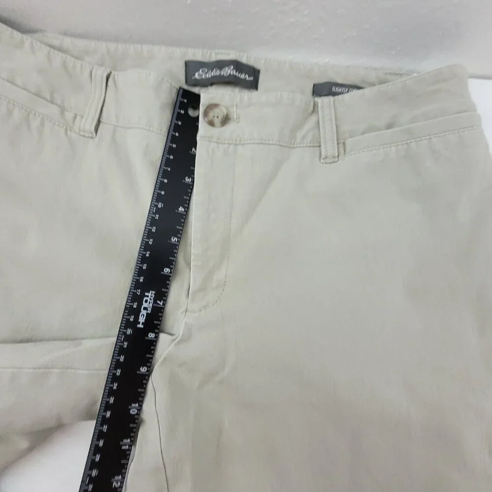 Eddie Bauer Pants Women's 12 TALL Khaki Tan Slightly Curvy Fit Cotton Twill - Picture 8 of 12
